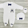 Baby Boys Diamante Teddy All in One Baby Grow with Hat & Mittens