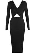 Front Twist Cut Out Ribbed Dress