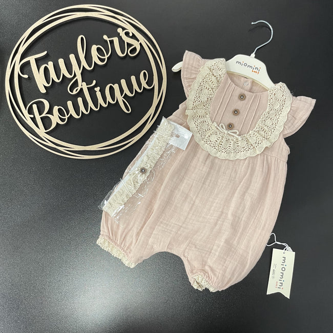 Baby Girl Lace Spanish Romper with Headband